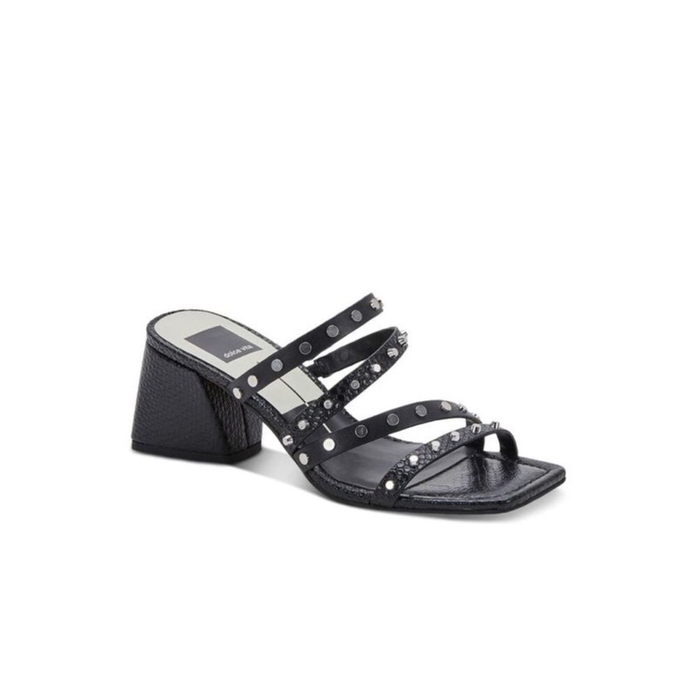 Dolce Vita Women’s Black Studded Marie Square Toe Block Heel